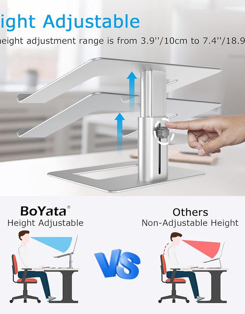 Load image into Gallery viewer, Laptop Stand, Ergonomic Aluminum Height Adjustable Computer Stand Laptop Riser Holder for Desk, Compatible with Macbook Pro/Air, Dell, Lenovo, HP, Samsung, More Laptops 11-17"
