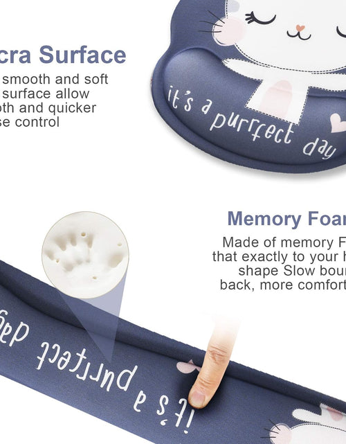 Load image into Gallery viewer, Keyboard Mouse Pad Wrist Rest, Gel Ergonomic Wrist Rest Support Mousepads,Non Slip Rubber Base Wrist Support with Memory Foam for Laptop Computer Home Office Work, Durable Comfortable,Cute Cat
