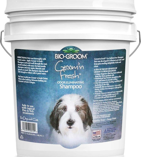 Groom'N Fresh Dog Shampoo – Odor Eliminating, Dog Bathing Supplies, Puppy Wash, Cat & Dog Grooming Supplies, Cruelty-Free, Made in USA, Dog Products – 5 Gallons