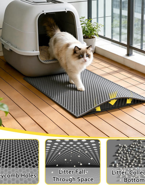 Load image into Gallery viewer, Cat Litter Mat, 15X24 Inch Litter Box Mat,Honeycomb Double Layer Trapping Litter Mat Design,Waterproof Urine Proof Kitty Litter Mat,Easy Clean Scatter Control (Grey, 15X24 Inch (Pack of 1))
