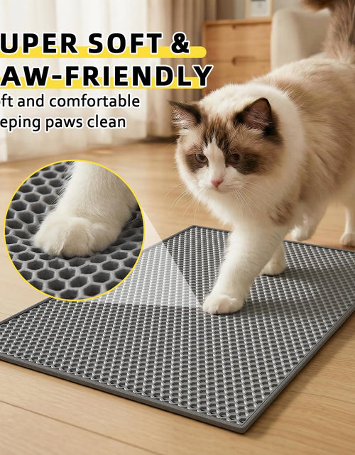 Load image into Gallery viewer, Cat Litter Mat, 15X24 Inch Litter Box Mat,Honeycomb Double Layer Trapping Litter Mat Design,Waterproof Urine Proof Kitty Litter Mat,Easy Clean Scatter Control (Grey, 15X24 Inch (Pack of 1))

