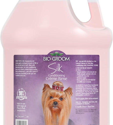 Silk Creme Rinse Dog Conditioner – Dog Bathing Supplies, Puppy Shampoo, Cat & Dog Grooming Supplies for Sensitive Skin, Cruelty-Free, Made in USA, Tearless Dog Products – 1 Gallon