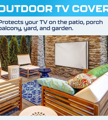 Outdoor TV Cover 48", 49", 50" - Universal Weatherproof Protector for Flat Screen Tvs - Fits Most TV Mounts and Stands - Gray