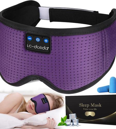 Sleep Headphones Bluetooth Sleep Mask Headphones for Sleeping 5.2 Bluetooth Eye Mask for Sleeping, Ice Silk Sleeping Headphones for Side Sleepers Thin Stereo Speaker Unique Gifts for Travel