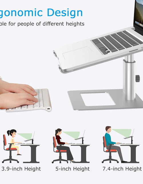 Load image into Gallery viewer, Laptop Stand, Ergonomic Aluminum Height Adjustable Computer Stand Laptop Riser Holder for Desk, Compatible with Macbook Pro/Air, Dell, Lenovo, HP, Samsung, More Laptops 11-17"
