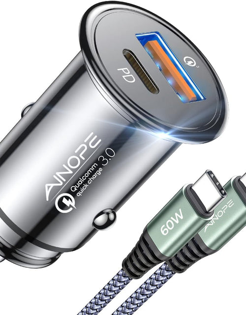 Load image into Gallery viewer, USB C Car Charger 48W Super Mini  All Metal Fast USB Car Charger Adapter PD&amp;QC 3.0 Dual Port Compatible with Iphone 13 12 11 Pro Max X XR XS 8 Samsung Galaxy Note 20/10 S21/20/10 Google Pixel
