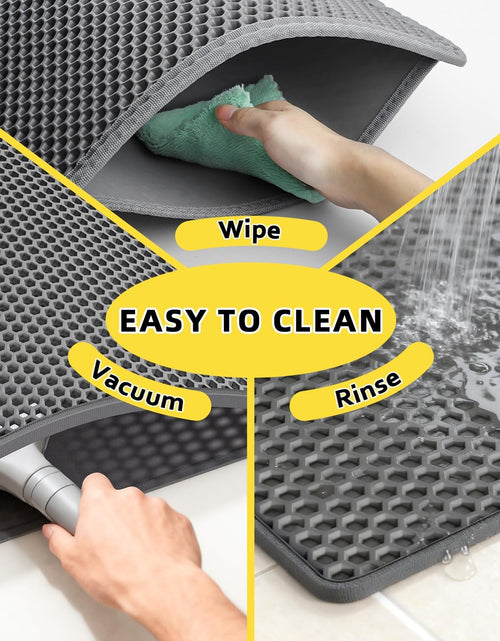 Load image into Gallery viewer, Cat Litter Mat, 15X24 Inch Litter Box Mat,Honeycomb Double Layer Trapping Litter Mat Design,Waterproof Urine Proof Kitty Litter Mat,Easy Clean Scatter Control (Grey, 15X24 Inch (Pack of 1))
