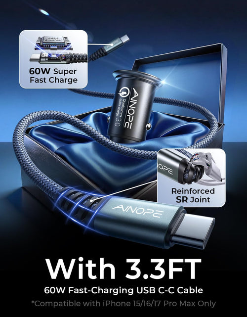 Load image into Gallery viewer, USB C Car Charger 48W Super Mini  All Metal Fast USB Car Charger Adapter PD&amp;QC 3.0 Dual Port Compatible with Iphone 13 12 11 Pro Max X XR XS 8 Samsung Galaxy Note 20/10 S21/20/10 Google Pixel
