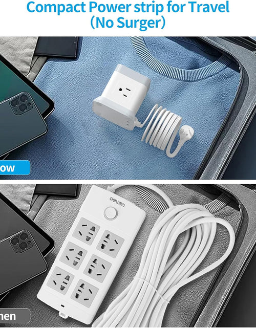 Load image into Gallery viewer, Power Strip with USB,  Flat Plug Extension Cord with 4 Outlets and 3 USB Ports, 5 FT Power Cord Desktop Charging Station, Overload Protection, Compact Portable for Travel Home Office Cruise Ship

