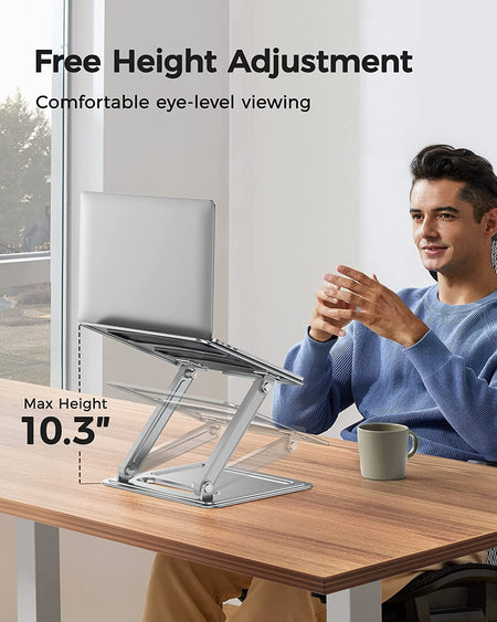 Adjustable Laptop Stand, Portable Riser for 17.3Inch Laptops, Adjustment for Desk, Holds up to 17.6Lbs Notebook - Sliver