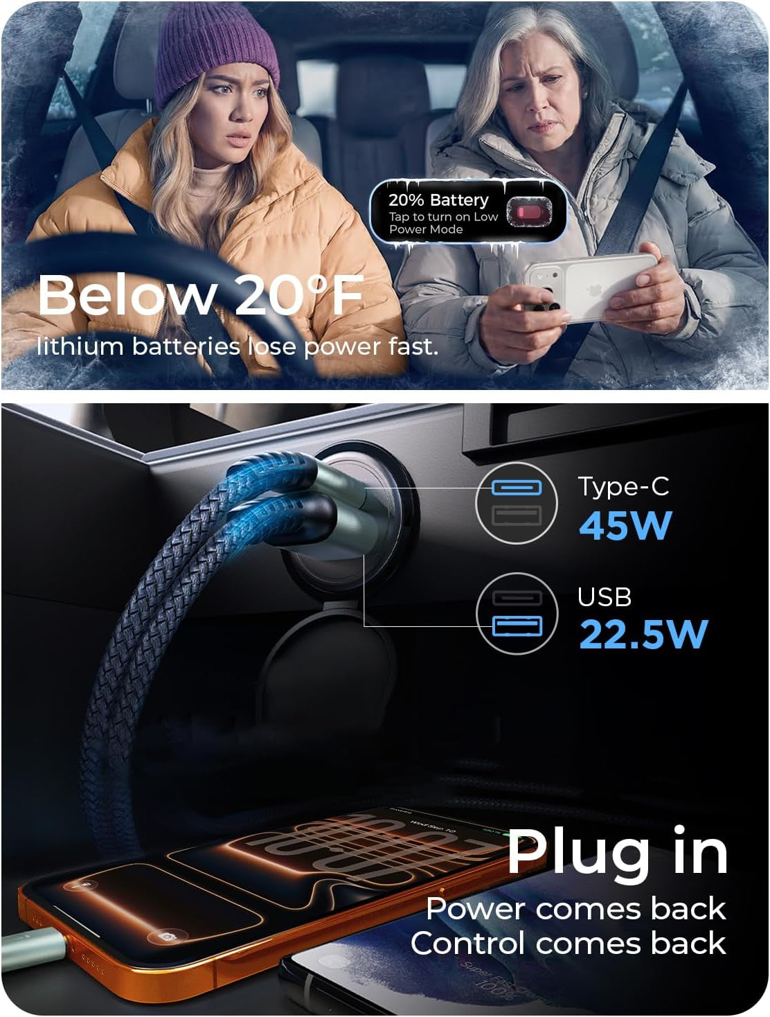 USB C Car Charger 48W Super Mini  All Metal Fast USB Car Charger Adapter PD&QC 3.0 Dual Port Compatible with Iphone 13 12 11 Pro Max X XR XS 8 Samsung Galaxy Note 20/10 S21/20/10 Google Pixel
