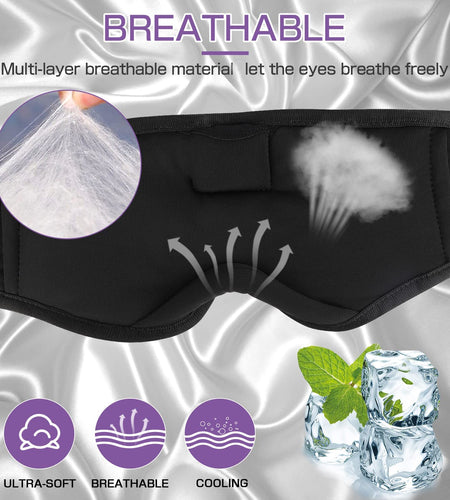 Sleep Headphones Bluetooth Sleep Mask Headphones for Sleeping 5.2 Bluetooth Eye Mask for Sleeping, Ice Silk Sleeping Headphones for Side Sleepers Thin Stereo Speaker Unique Gifts for Travel