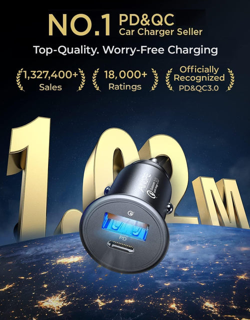 Load image into Gallery viewer, USB C Car Charger 48W Super Mini  All Metal Fast USB Car Charger Adapter PD&amp;QC 3.0 Dual Port Compatible with Iphone 13 12 11 Pro Max X XR XS 8 Samsung Galaxy Note 20/10 S21/20/10 Google Pixel
